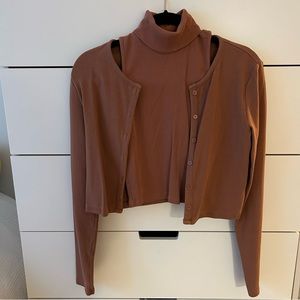 Brown cardigan and tank set